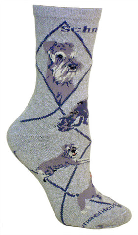 Schnauzer Dog Breed Novelty Socks Gray