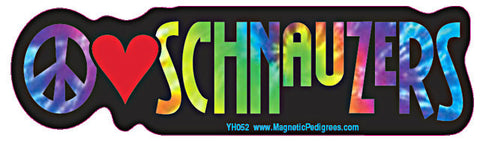 Peace Love Schnauzer Yippie Hippie Dog Car Sticker