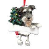 Dangling Leg Schnauzer Uncropped Dog Christmas Ornament