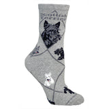 Scottish Terrier Dog Breed Novelty Socks Gray