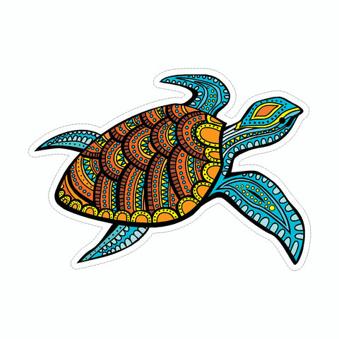 Sea Turtle Tribal Mandala Art Vinyl Sticker