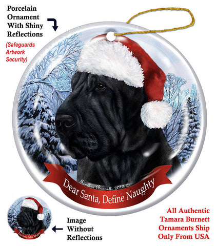 Shar Pei Black Howliday Dog Christmas Ornament