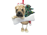 Dangling Leg Shar Pei Dog Christmas Ornament