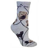 Shar Pei Dog Breed Novelty Socks Gray