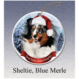 Sheltie Blue Merle Howliday Dog Christmas Ornament