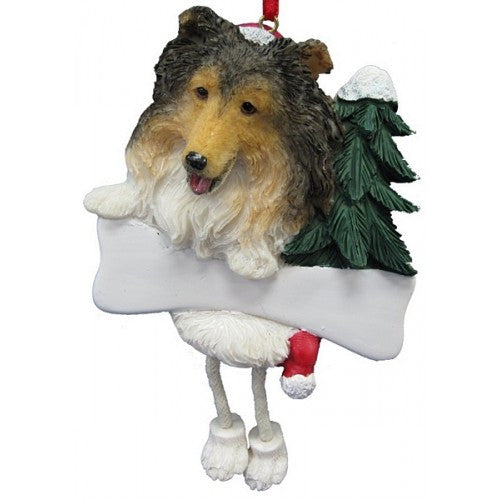 Dangling Leg Sheltie Shetland Sheepdog Dog Christmas Ornament