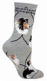 Sheltie Dog Breed Novelty Socks Gray