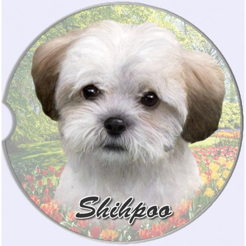 Shih Poo Sandstone Absorbent Dog Breed Car Coaster