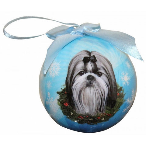 Shih Tzu Black and White Shatterproof Dog Breed Christmas Ornament