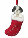 Santa's Little Pals Shih Tzu Black Puppy Christmas Ornament