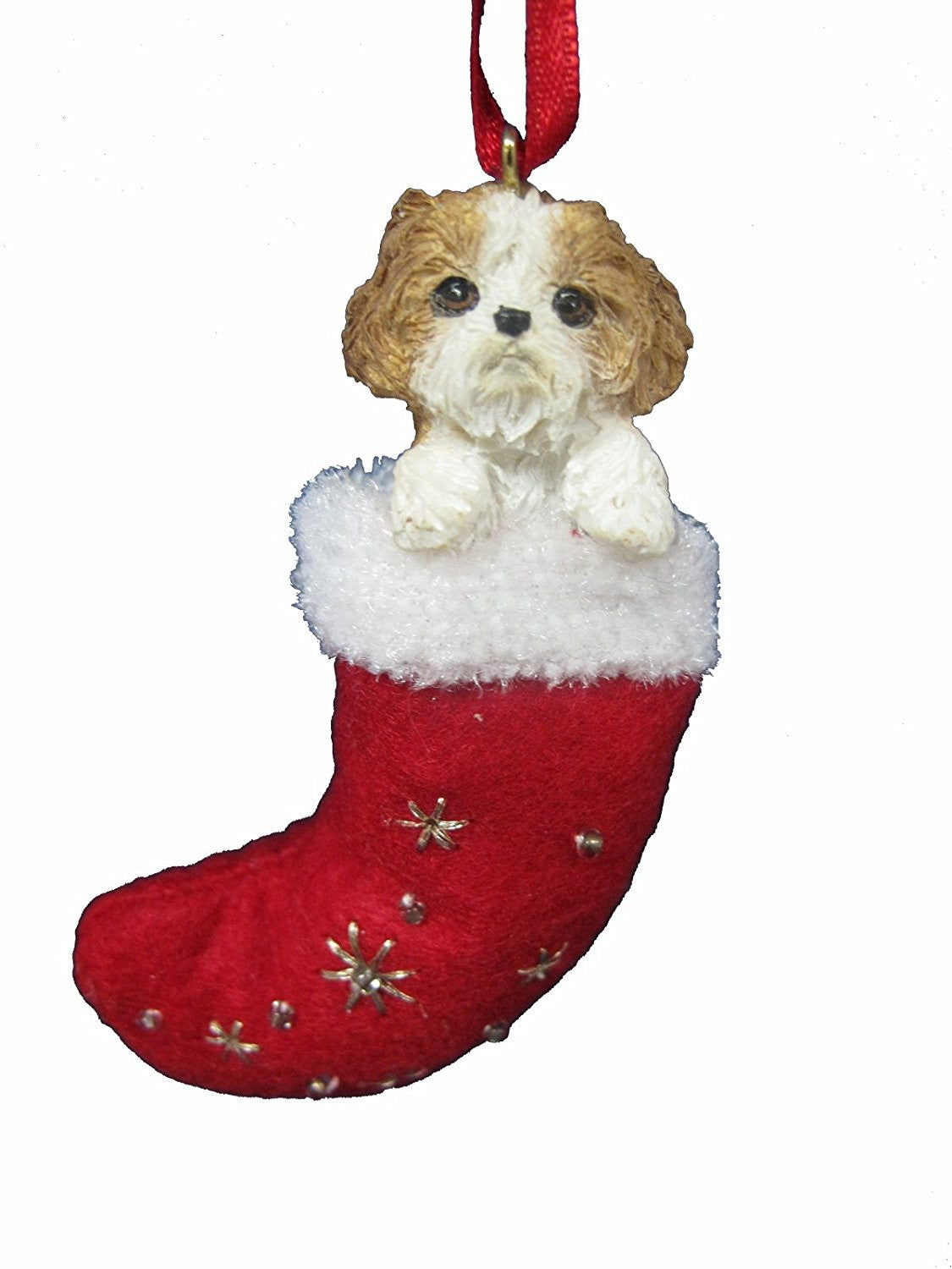 Santa's Little Pals Shih Tzu Tan Puppy Christmas Ornament