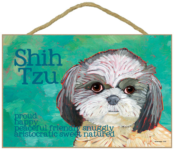Shih Tzu Ursula Dodge Wood Dog Sign
