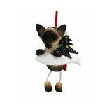 Dangling Leg Siamese Cat Dog Christmas Ornament
