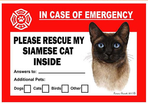 Siamese Cat Emergency Window Cling