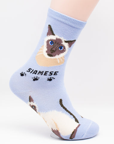 Siamese Socks Cat Breed Foozy Novelty Socks