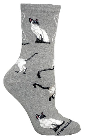 Siamese Cats Dog Breed Novelty Socks Gray