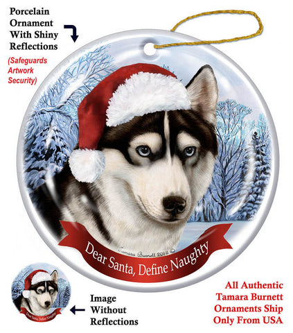 Siberian Husky Black Howliday Dog Christmas Ornament