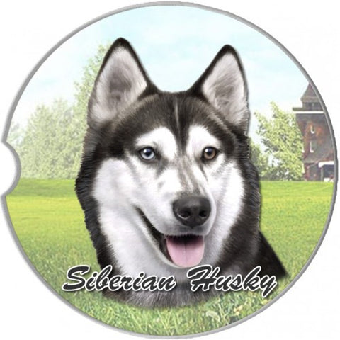 Siberian Husky Sandstone Absorbent Dog Breed Car Coaster