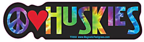 Peace Love Siberian Husky Huskies Yippie Hippie Dog Car Sticker