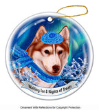 Siberian Husky Red Howliday Dog Christmas Ornament