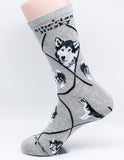 Siberian Husky Dog Breed Novelty Socks Gray