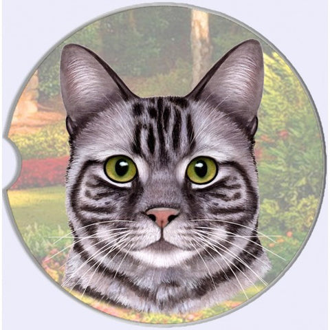 Silver Tabby Cat Sandstone Absorbent Dog Breed Car Coaster