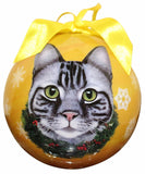 Silver Tabby Cat Breed Shatterproof Christmas Ornament
