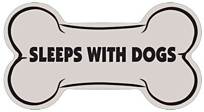 Sleeps With Dogs Dog Bone Car Sticker