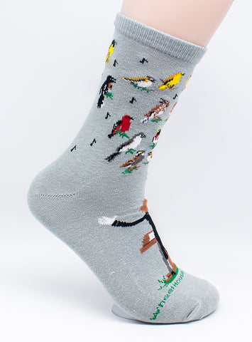 Cardinals In Tree Bird Novelty Socks Large