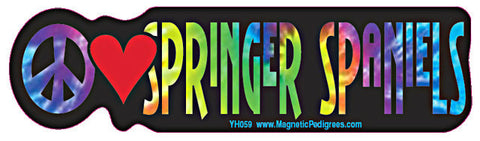 Peace Love Springer Spaniel Yippie Hippie Dog Car Sticker