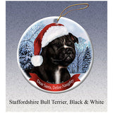 Staffordshire Bull Terrier Black Howliday Dog Christmas Ornament