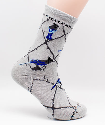 Stellar's Jay Bird Novelty Socks Gray Medium