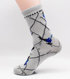 Stellar's Jay Bird Novelty Socks Gray Medium