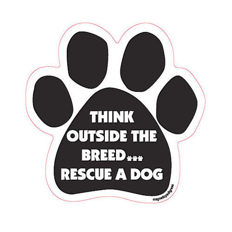 Think Outside The Breed...Rescue A Dog Paw Magnet