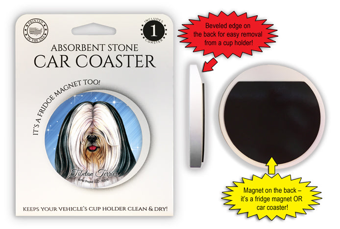 Tibetan Terrier Assorted Magnetic Car Coaster