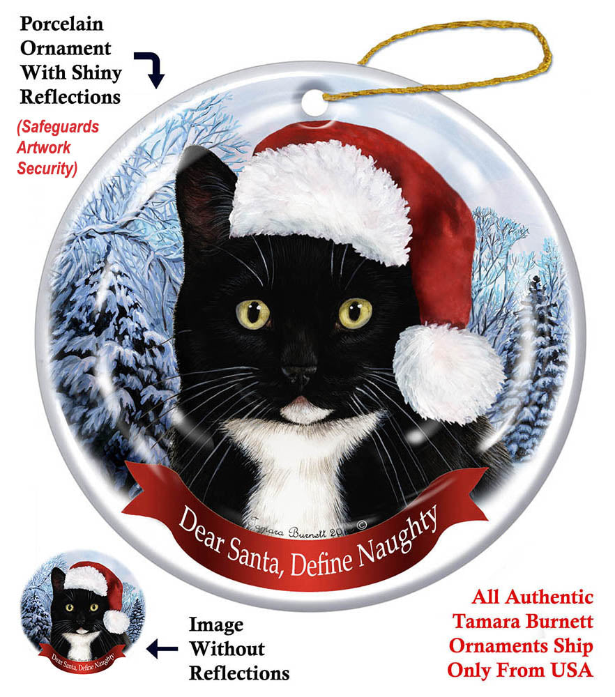 Black and White Tuxedo Cat Howliday Cat Christmas Ornament