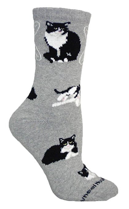 Tuxedo Cat Dog Breed Novelty Socks Gray