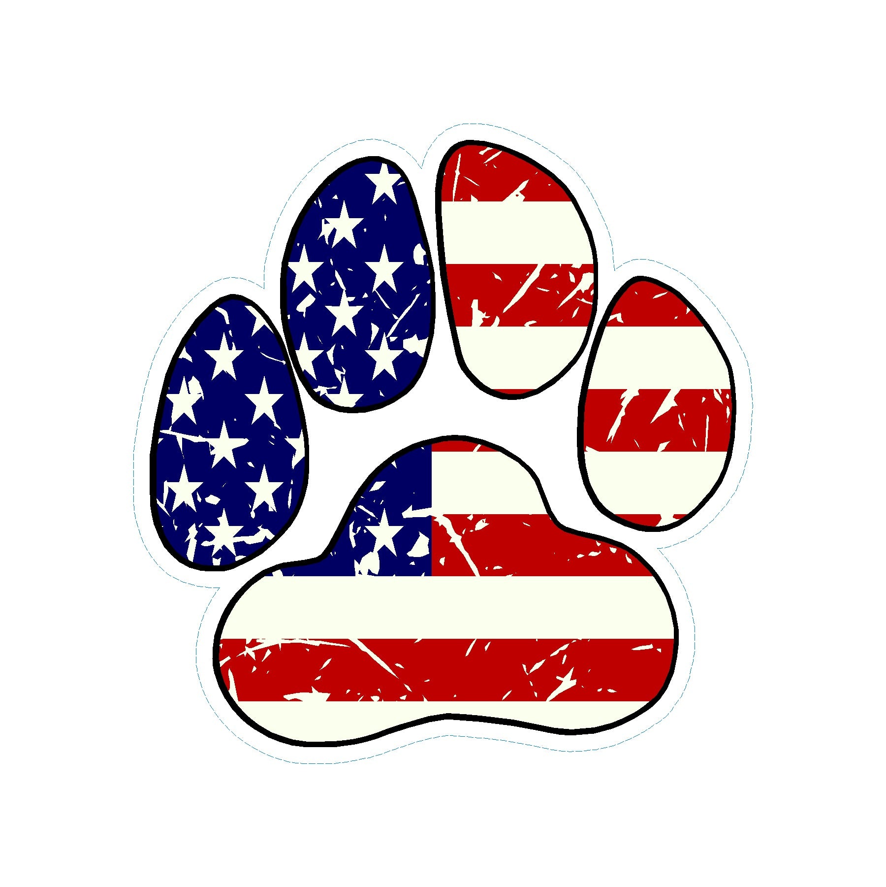 US American Flag Dog Paw Vinyl Car Sticker