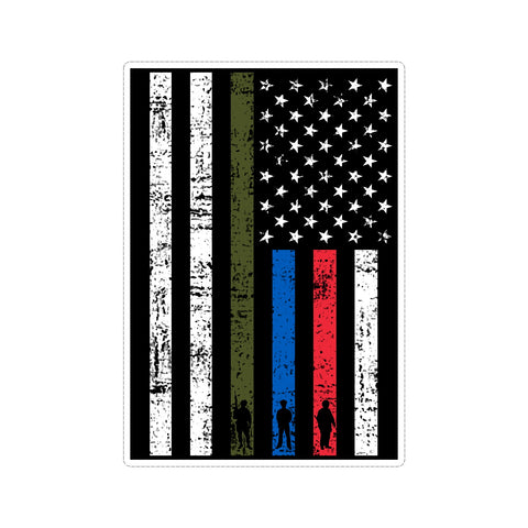 Thin Line US American Flag Support Military Police Fire Stressed Vinyl Car Sticker