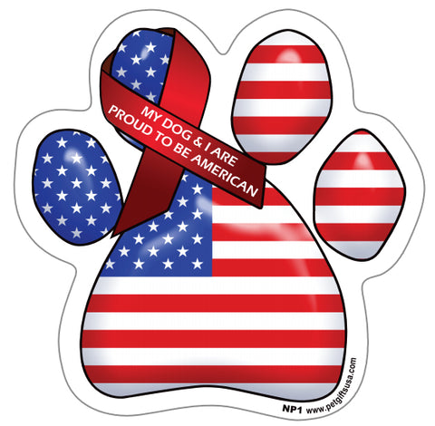 US American Flag Dog Paw Magnet