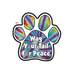 Wag Your Tail for Peace Tie Dye Dog Paw Magnet