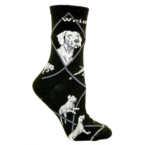 Weimaraner Dog Breed Novelty Socks Black