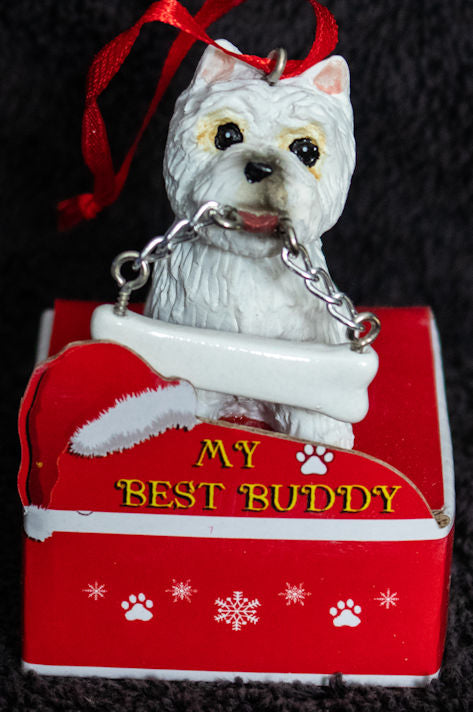 West Highland Terrier Westie Statue Best Buddy Christmas Ornament