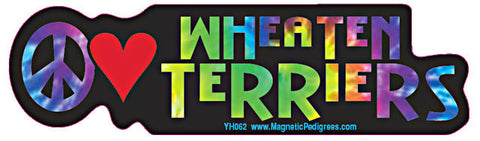 Peace Love Wheaten Terrier Yippie Hippie Dog Car Sticker