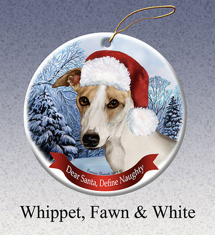Whippet Fawn Howliday Dog Christmas Ornament