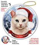 White Shorthair Blue Eye Cat Howliday Cat Christmas Ornament