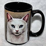 Faithful Friends White Blue Eye Cat Dog Breed Coffee Mug
