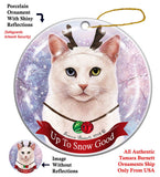 White Shorthair Odd Eye Cat Howliday Cat Christmas Ornament