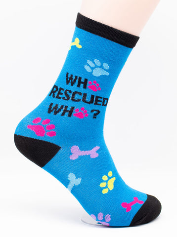 Who Rescued Who Socks Dog Breed Foozy Novelty Socks