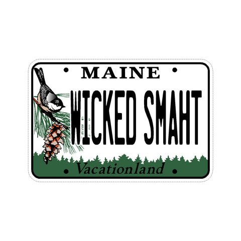Wicked Smaaht Smart Maine License Plate Vinyl Car Sticker